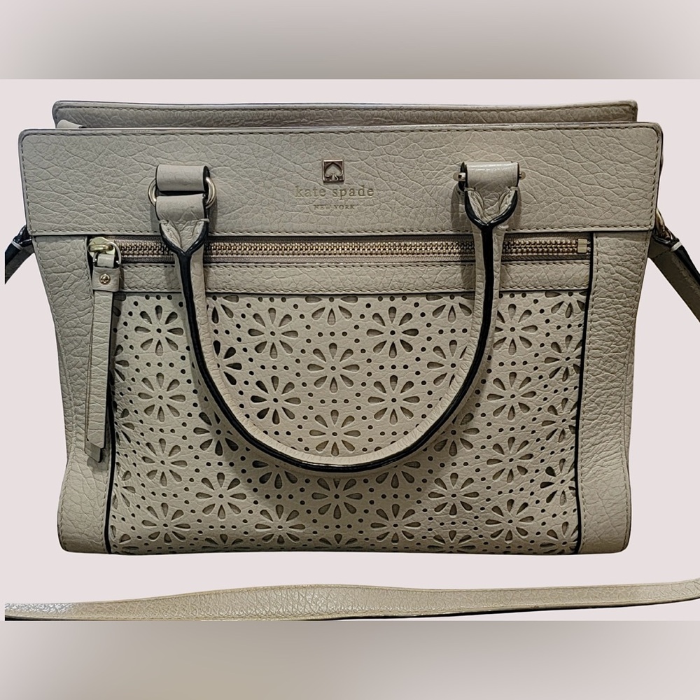 Kate Spade Cream Perri Lane Romy Floral Cutout Shoulder Bag